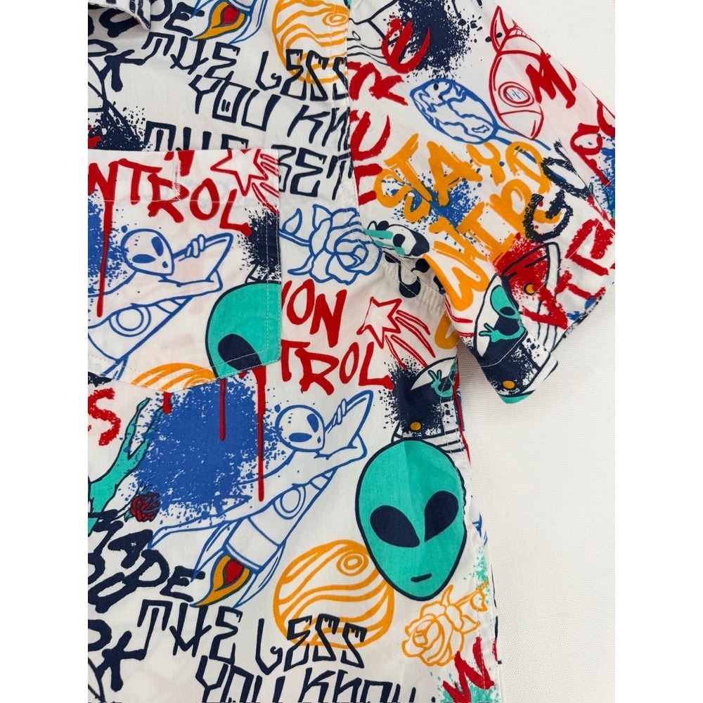 Eighty Eight Graphic Button Up Shirt Alien Space Print L - Picture 11 of 14